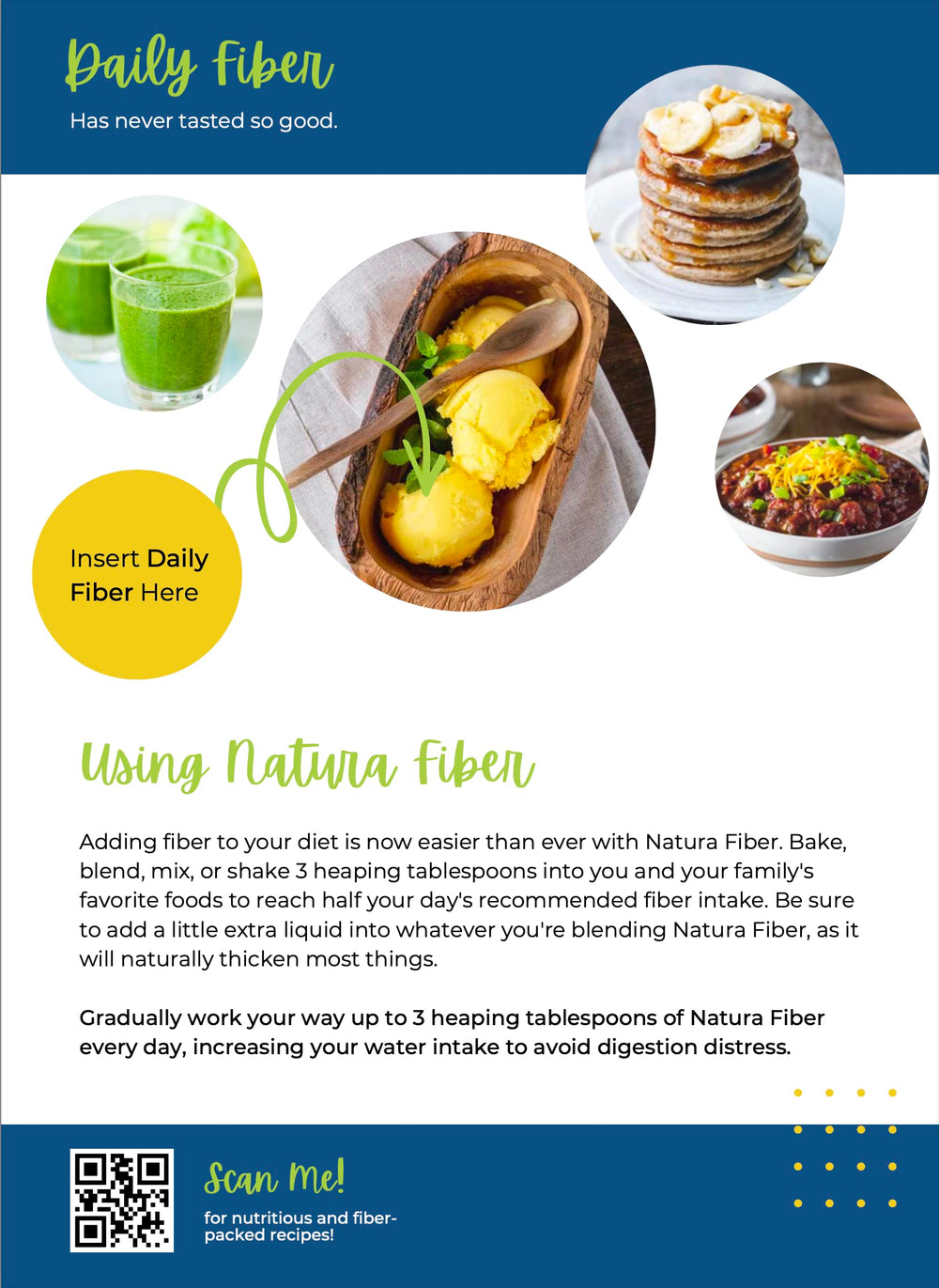 Natura Fiber organic ingredients label: clear, whole‑food blend description