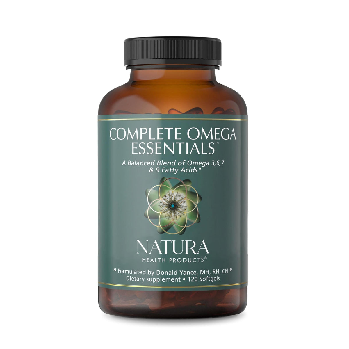 Natura Health Products Complete Omega Essentials bottle for daily omega supplementation.