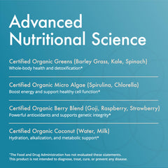 Natura Health N-Liven green blend of barley grass, kale, and spinach for active days.