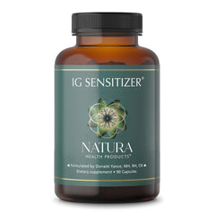 Natura Health IG Sensitizer bottle showing the supplement, supporting metabolic balance.