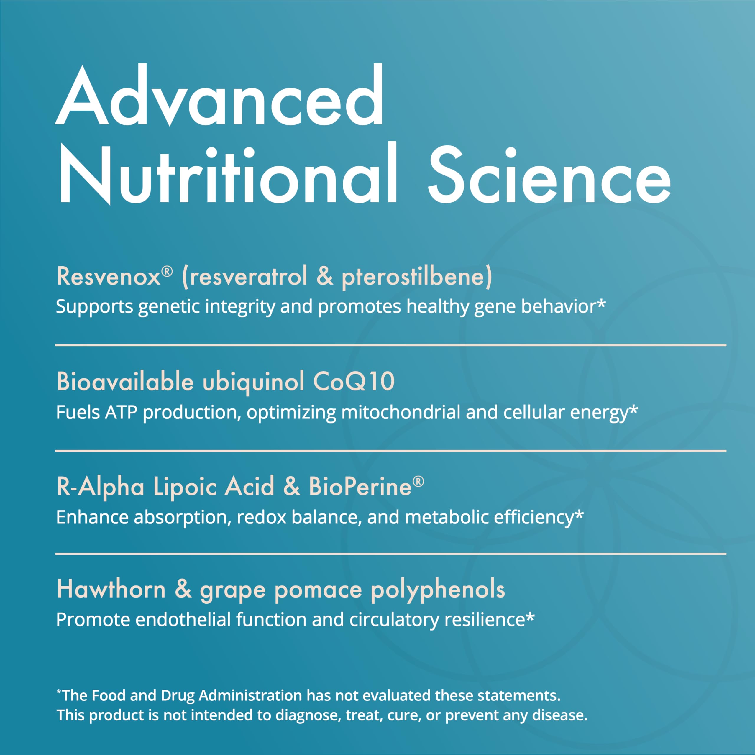 Closeup of Natura Health Products Mito-Gevity label highlighting Resvenox content.