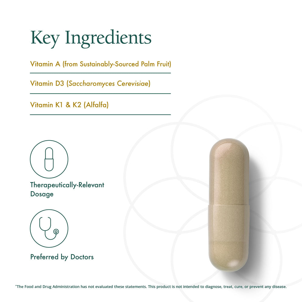 Label closeup of Natura Health Products Vitamin D-A-K ingredients
