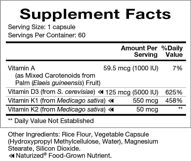 Packaging box of Natura Health Products Vitamin D-A-K supplement