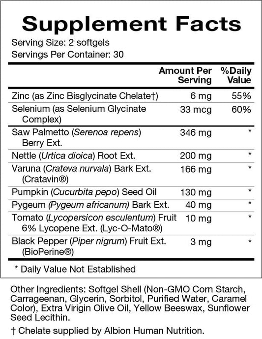 Close-up of Natura Health Serenoa Supreme softgels highlighting quality ingredients for daily urinary support.
