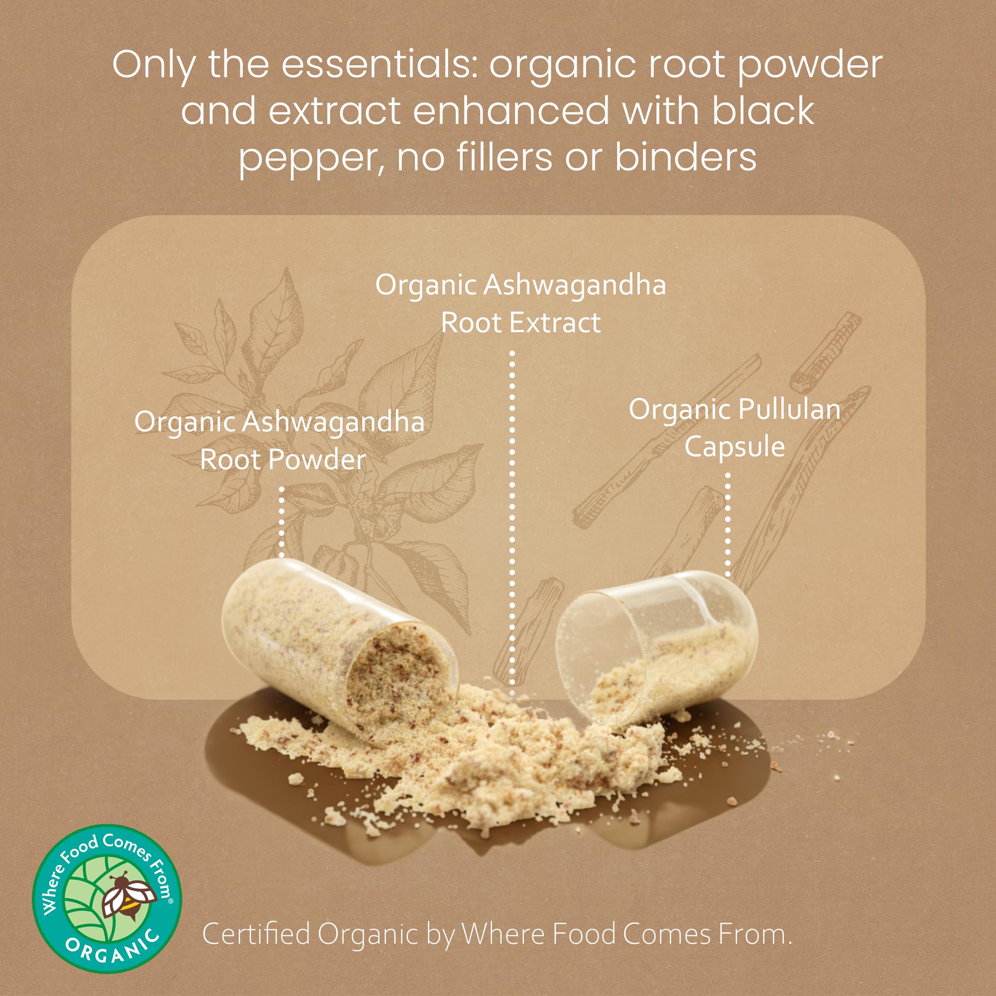 NaturaLife Labs Ashwagandha powder tin showing organic ingredients