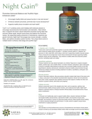 Natura Night Gain label and packaging emphasizes quality and safety