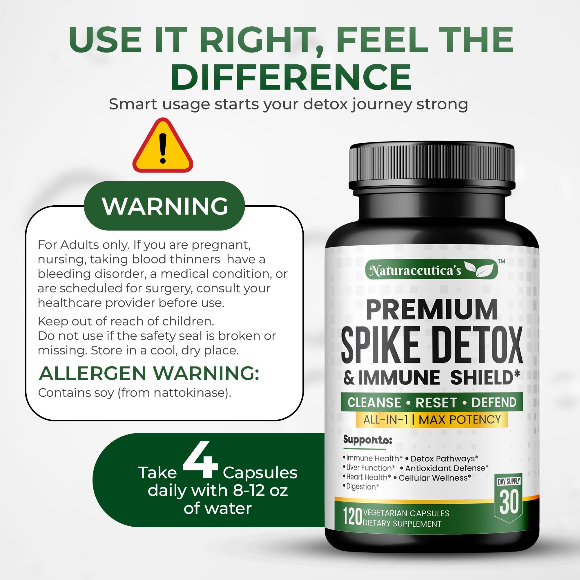 Naturaceutica's 9-in-1 Spike Detox packaging display hints at functional wellness.