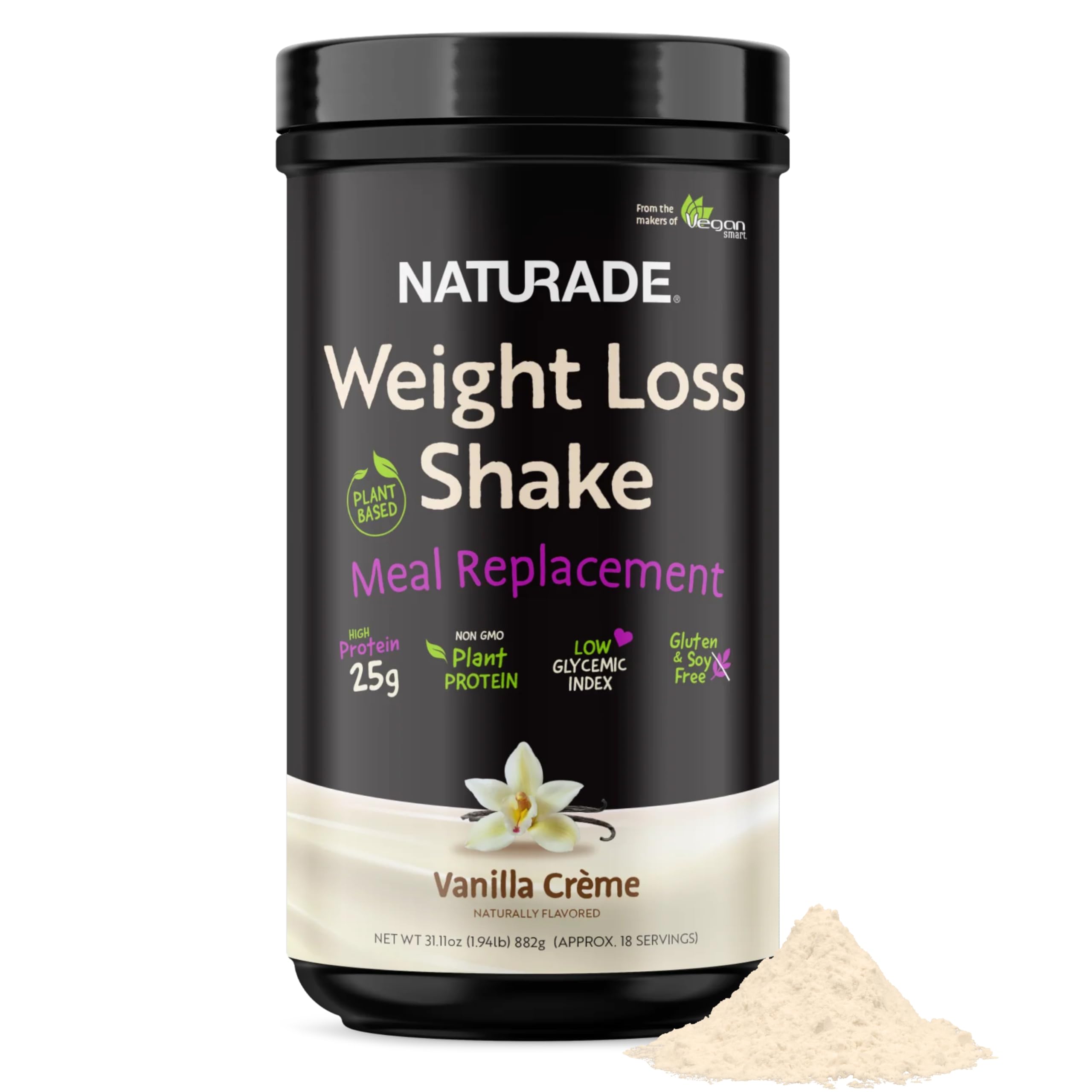 Naturade plant-based shake creamy vanilla bottle for convenient daily nutrition.