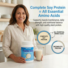 Naturade Total Soy vegan label highlights dairy-free nutrition.