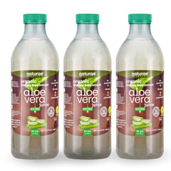 Naturae Aloe Vera Juice with Pulp bottle front shows pure, organic hydration for daily use.