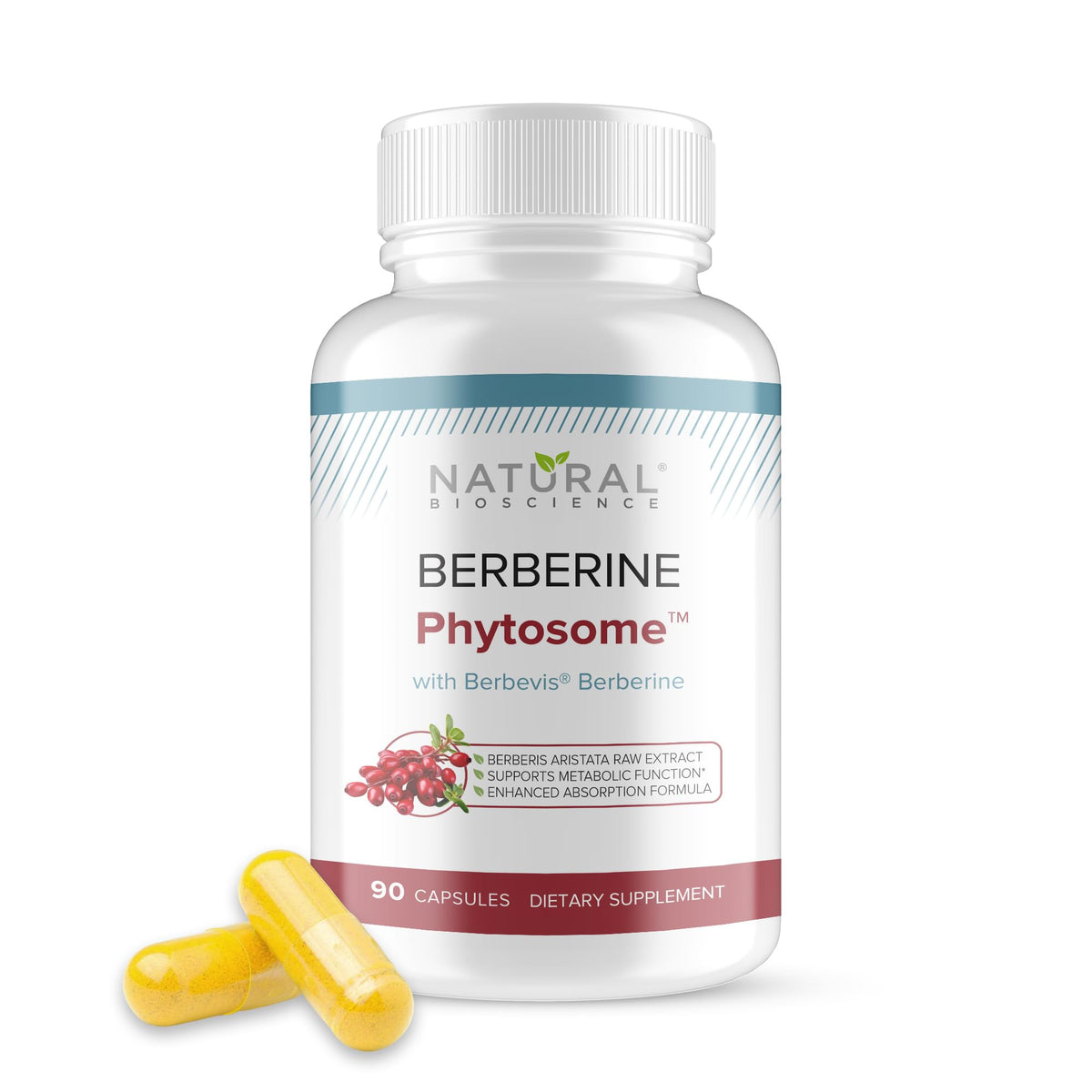 Natural BioScience Berberine Phytosome Berbevis bottle highlights enhanced absorption