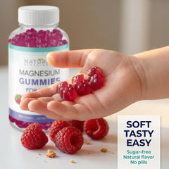 Natural BioScience Calm Kids Gummies packaging emphasizes non-GMO and high-quality ingredients