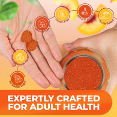 Peach-flavored chew with sugar-free formula for convenient daily use