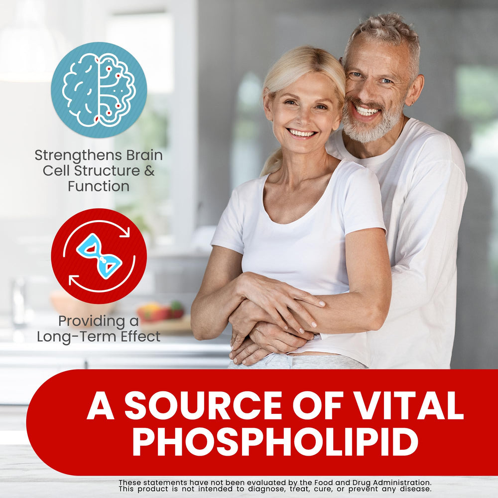 Natural BioScience PS100 label emphasizing soy-free, non-GMO formulation for mental clarity.
