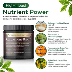 Natural Cardiology Institute Cardio Bone Broth Vanilla scoop for quick vitality and recovery.