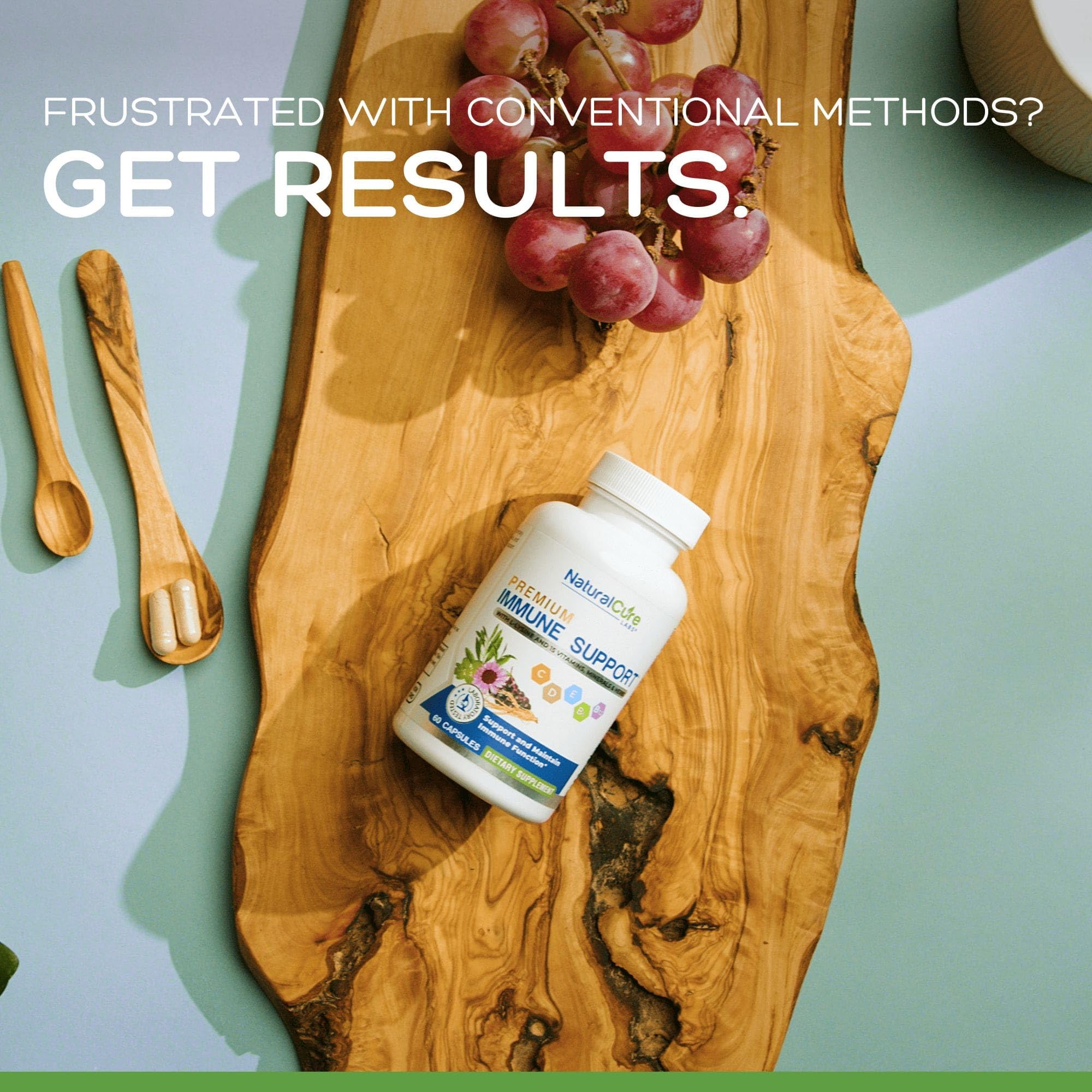 Natural Cure Labs award-winning supplements banner on packaging