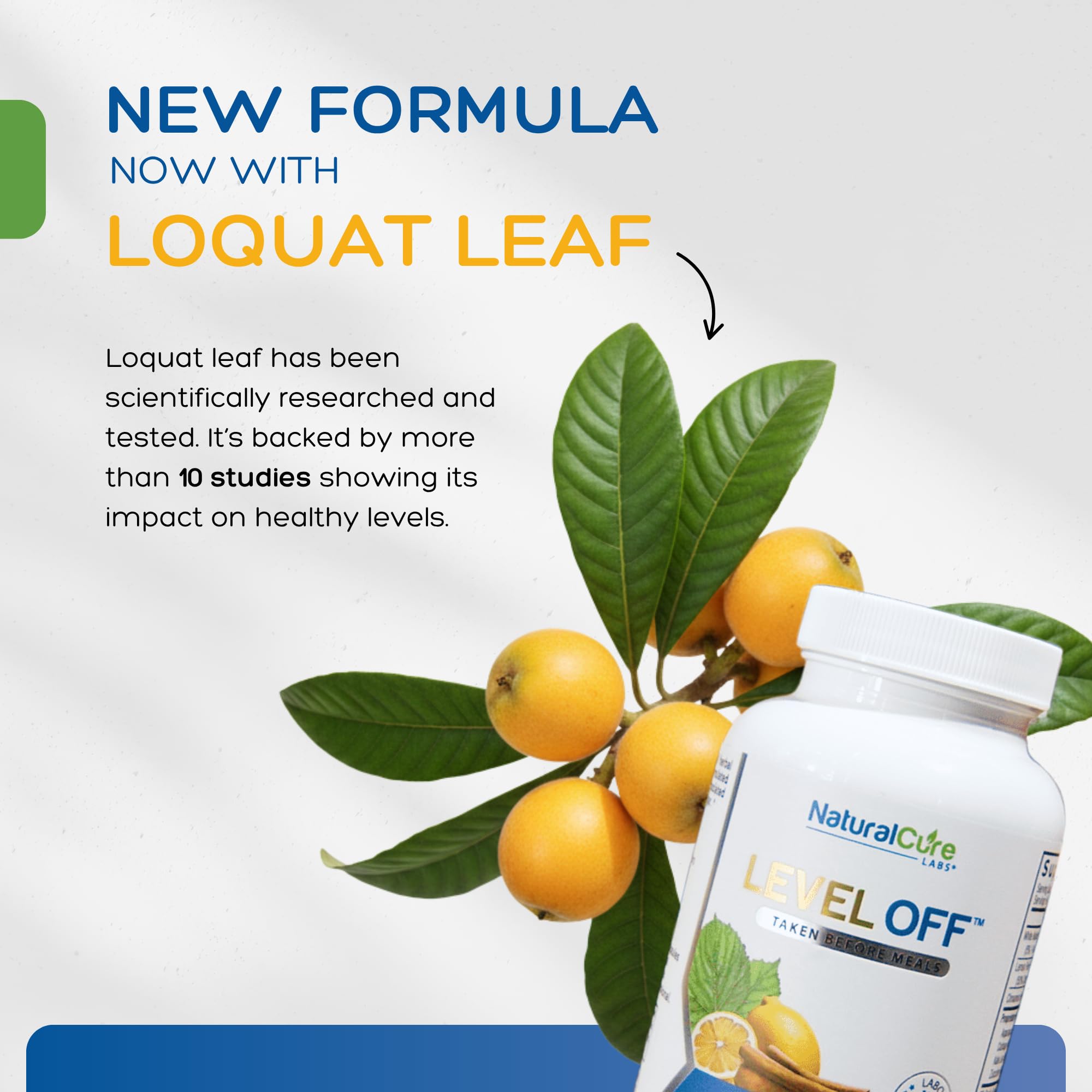 Natural Cure Labs Level Off capsules close-up emphasizing vegan, non-GMO ingredients and safety.