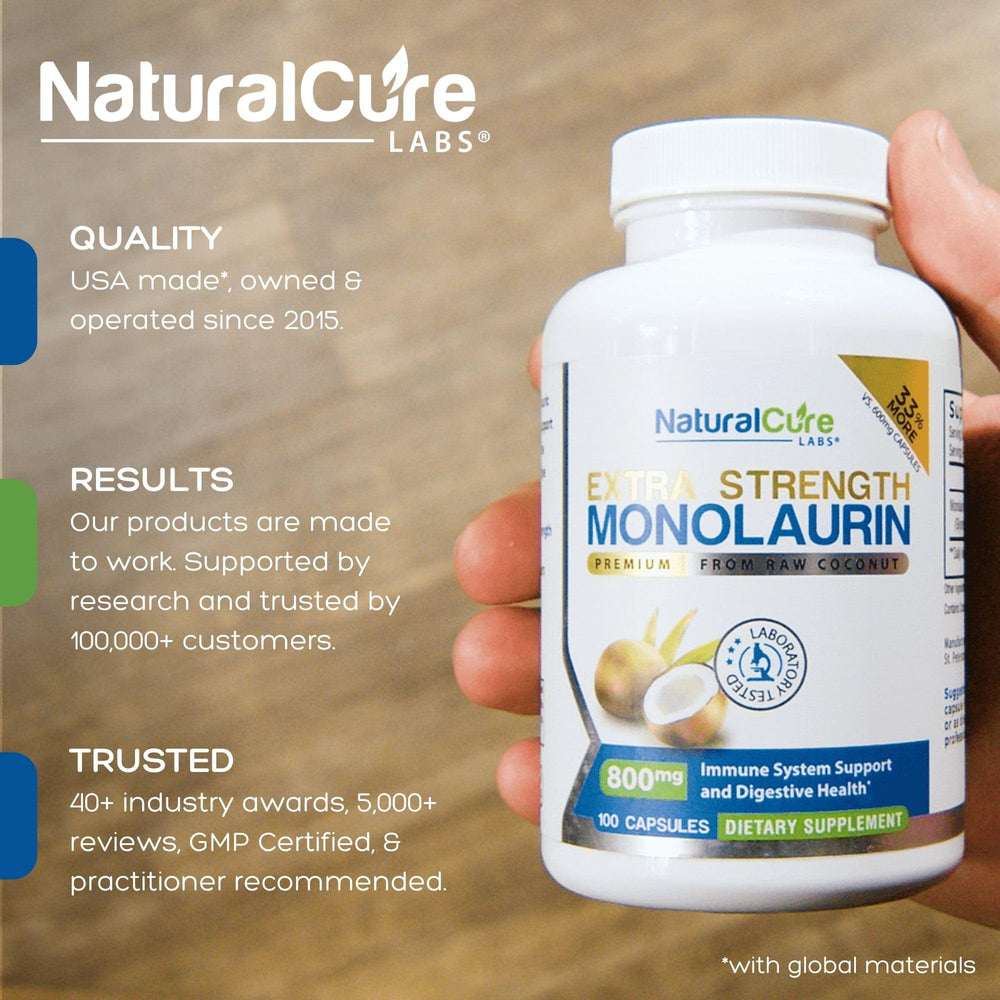 Natural Cure Labs monolaurin 2-pack packshot emphasizing convenient supplementation