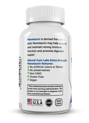 Natural Cure Labs Monolaurin 800mg award badge signals trusted quality.
