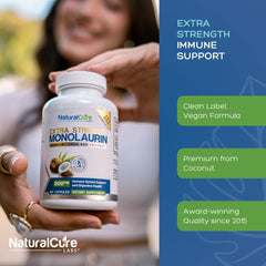 Natural Cure Labs monolaurin label highlights vegan and gluten-free clean-label