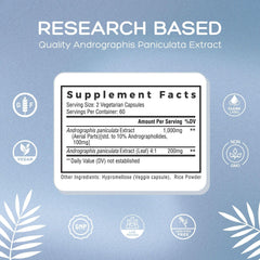 Natural Cure Labs Andrographis ingredients panel with premium herbal extract