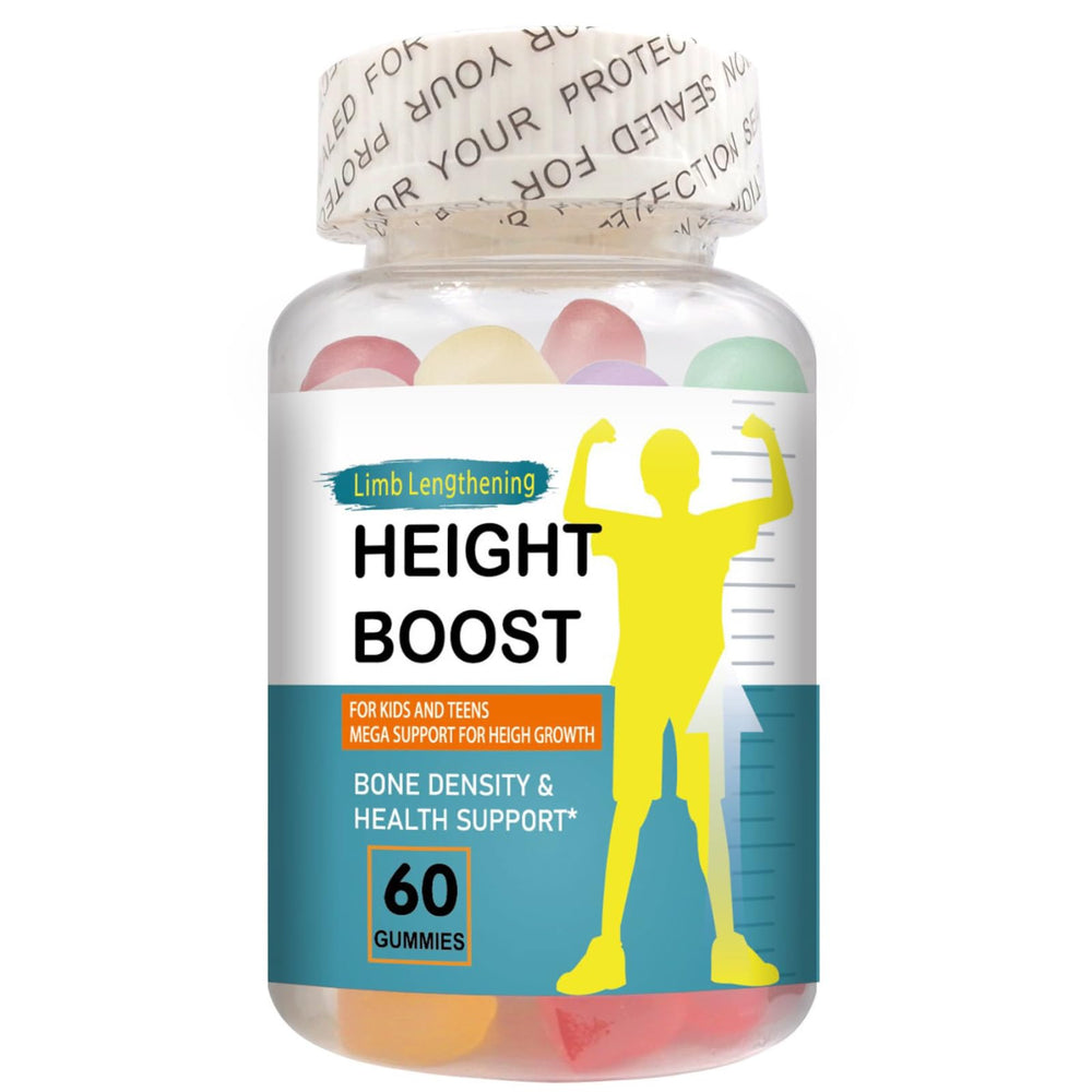 Natural Curves Height Boost bottle with gummies designed for growing kids