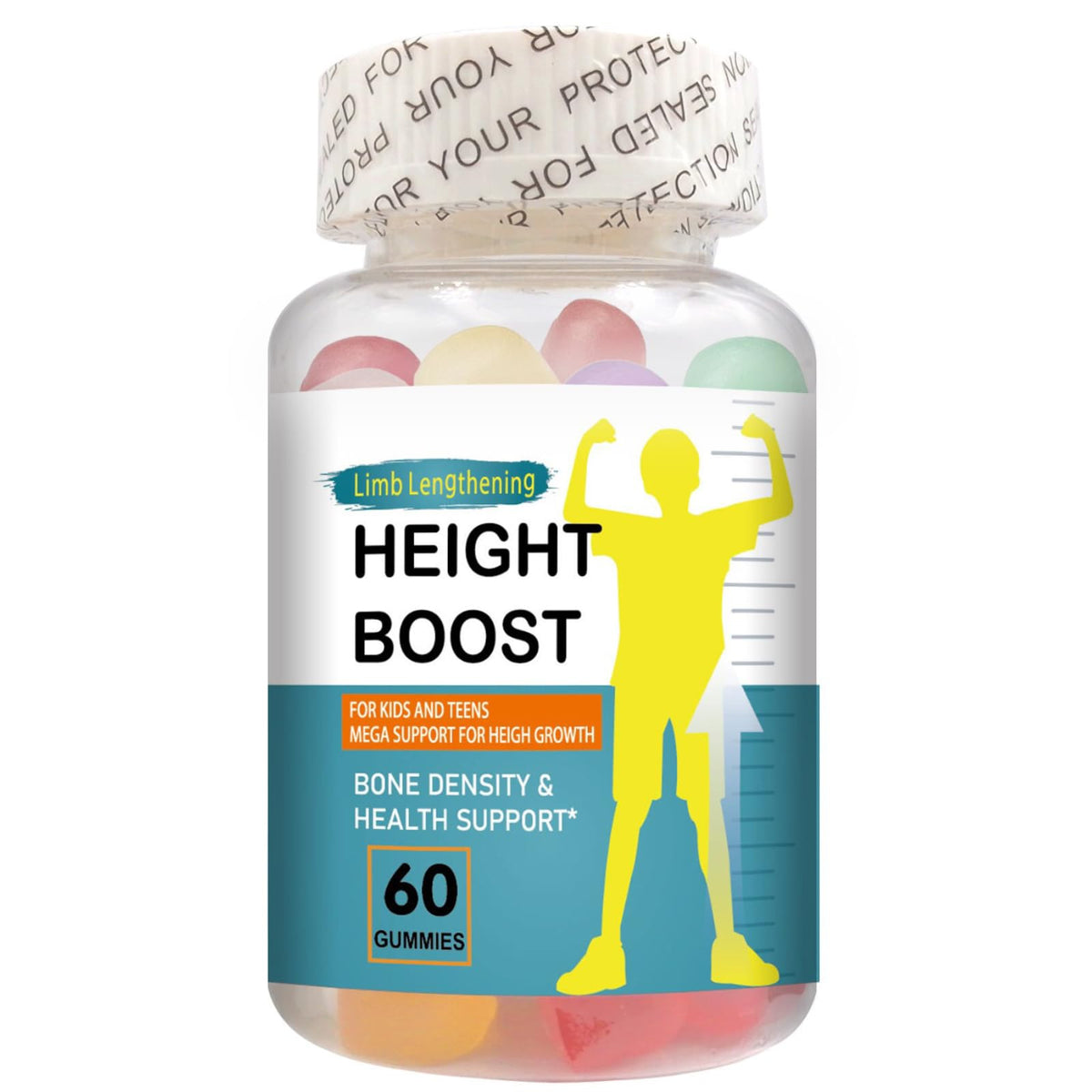 Natural Curves Height Boost bottle with gummies designed for growing kids