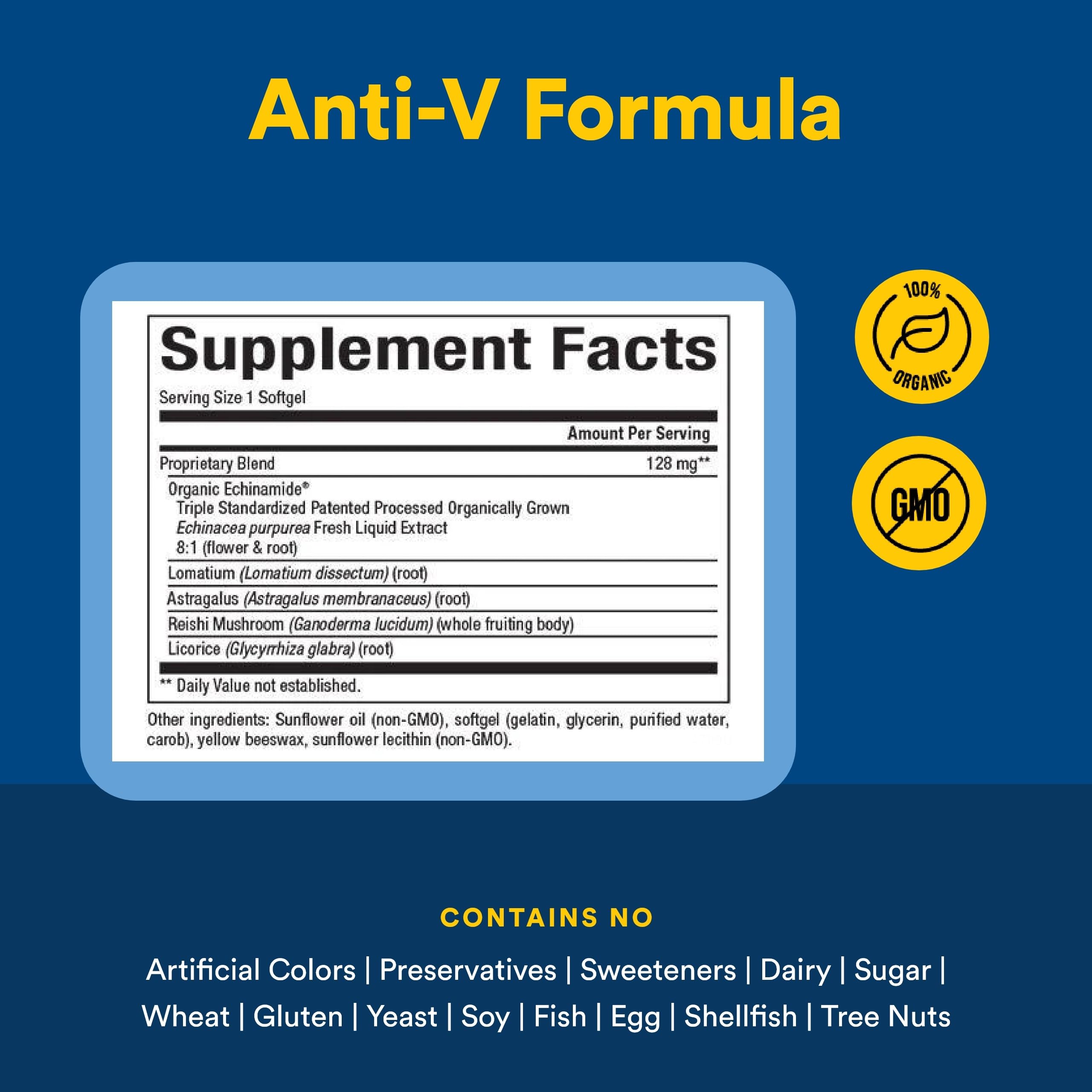Back nutrition label of Natural Factors Anti-V Formula