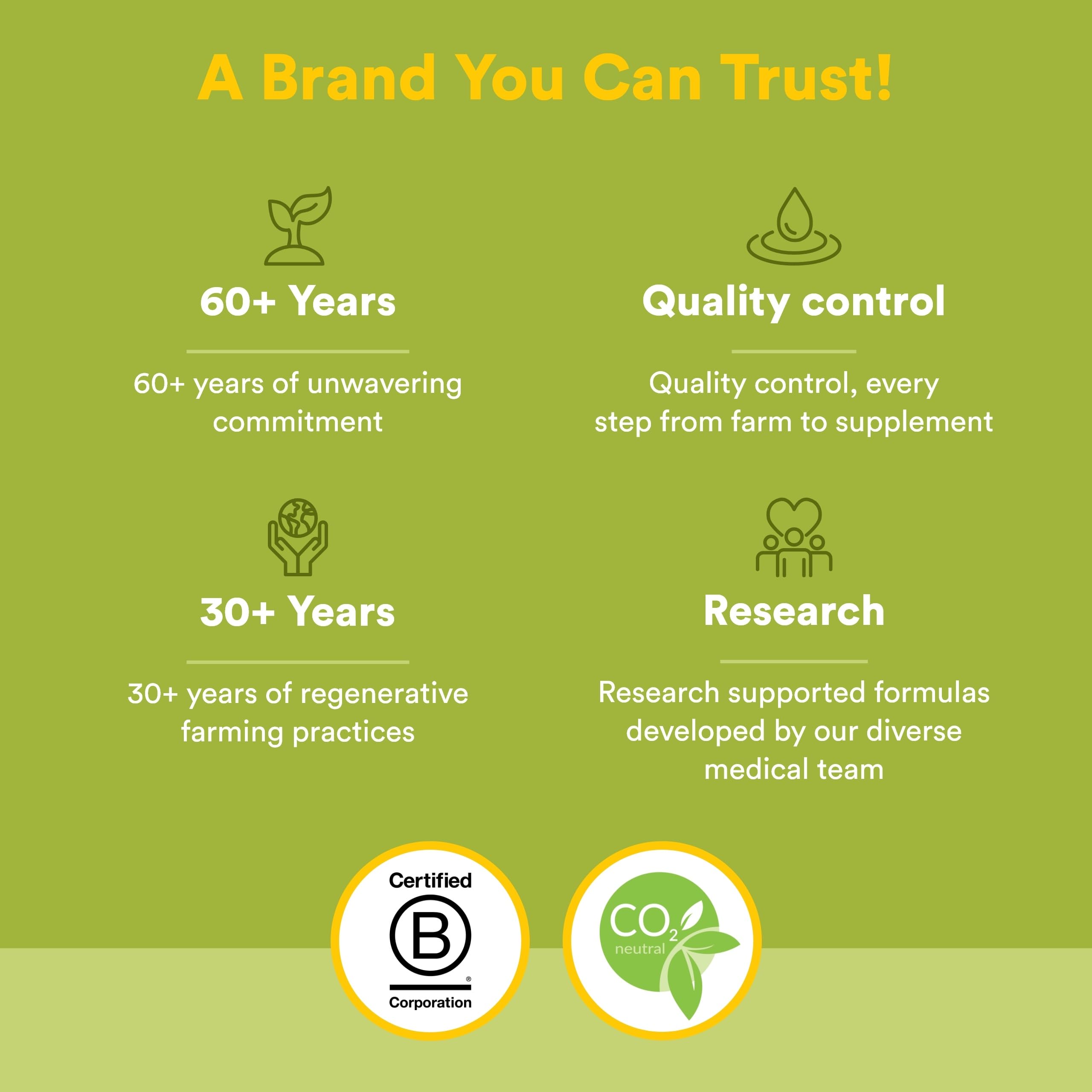 Natural Factors carbon-neutral certification badge highlights sustainability commitment.