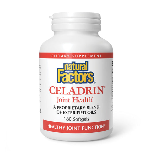 Natural Factors Celadrin softgels in bottle support daily mobility.