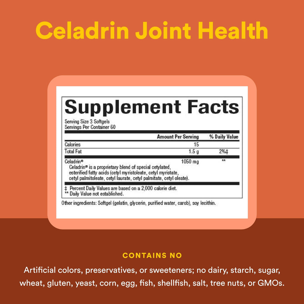 Celadrin softgel capsules close-up display smooth texture.