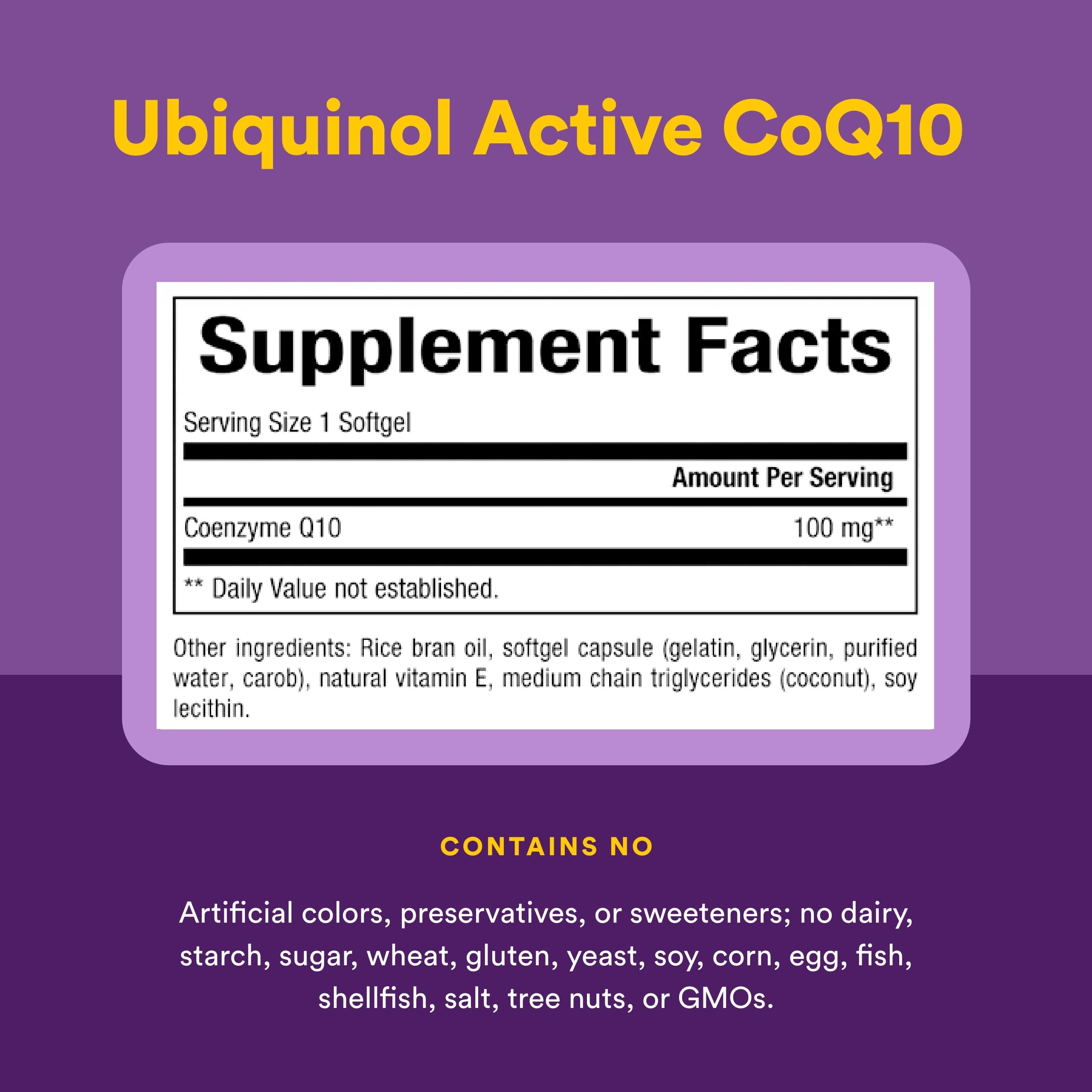 Natural Factors CoQ10 rice bran oil imagery illustrating enhanced bioavailability