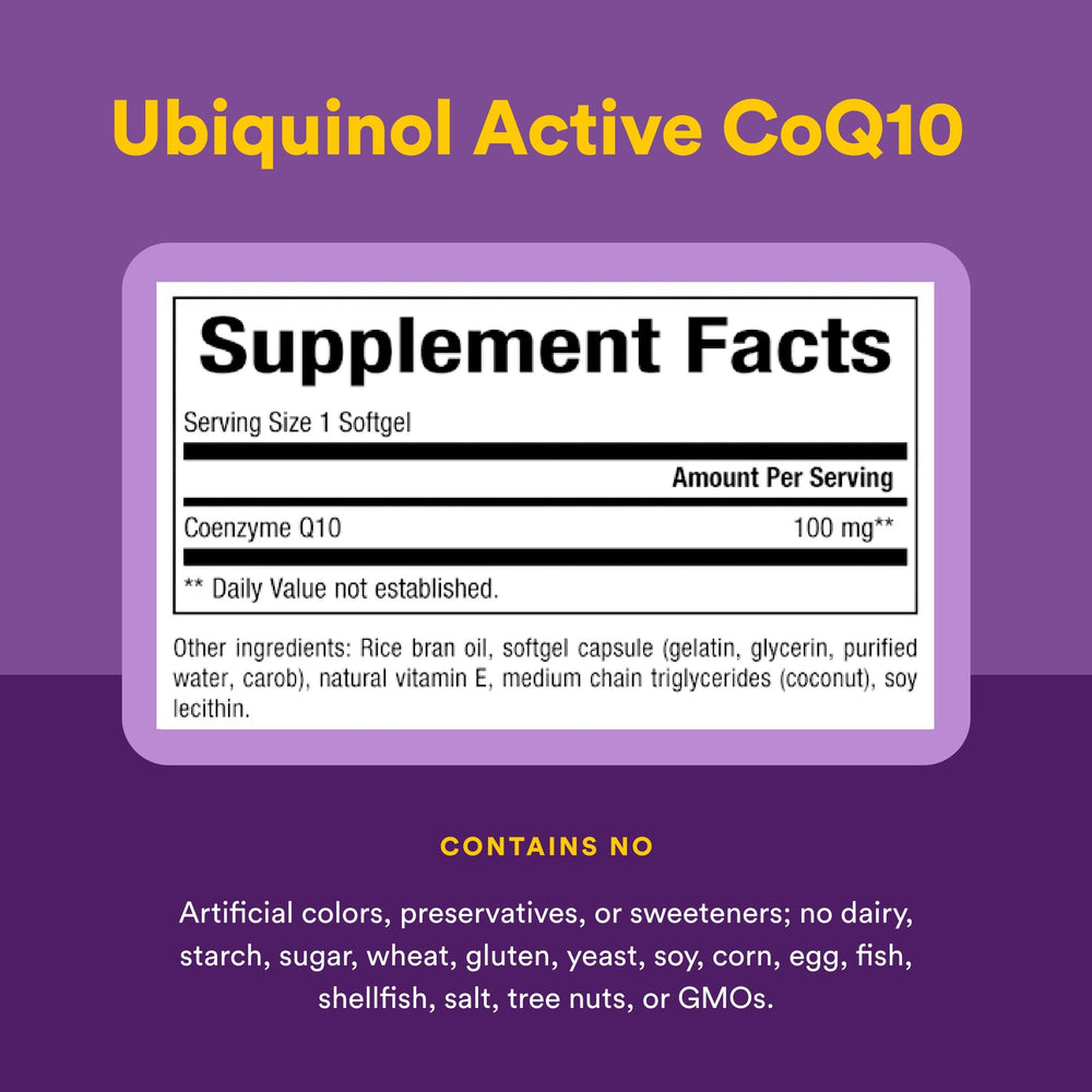 Natural Factors CoQ10 rice bran oil imagery illustrating enhanced bioavailability
