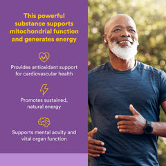 Natural Factors CoQ10 softgels close-up highlighting easy-to-swallow design