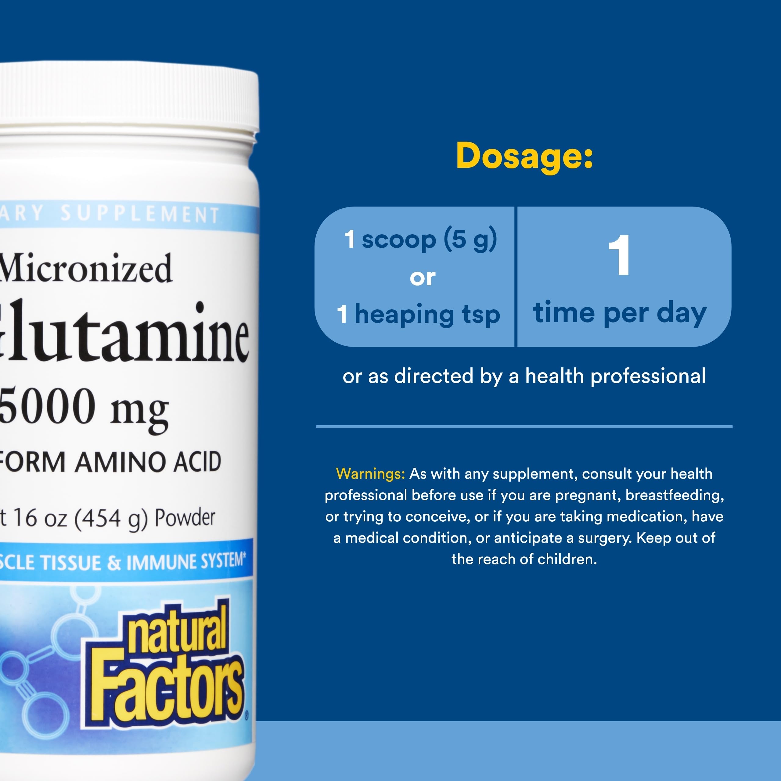 L-Glutamine powder dissolving in water for quick mix
