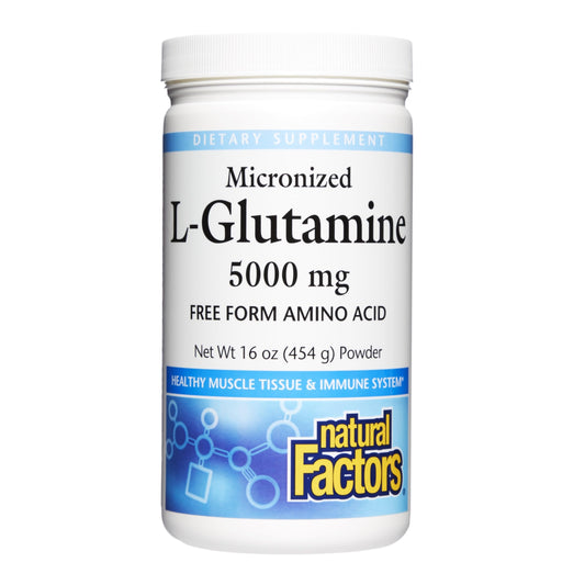 Natural Factors Micronized L-Glutamine bottle for easy daily use and absorption