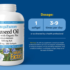 Natural Factors Omega Factors flaxseed oil capsules for convenient, measured servings.