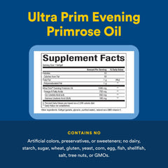 Natural Factors Omega Factors Ultra Prim nutrition facts card highlights GLA content.