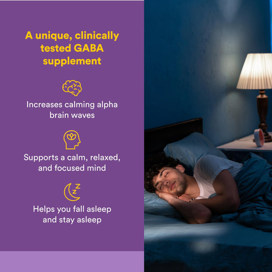 Natural Factors Pharma GABA chewable tablets closeup highlighting fast-acting relaxation