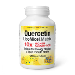 Natural Factors Quercetin softgels close-up for daily immune support.