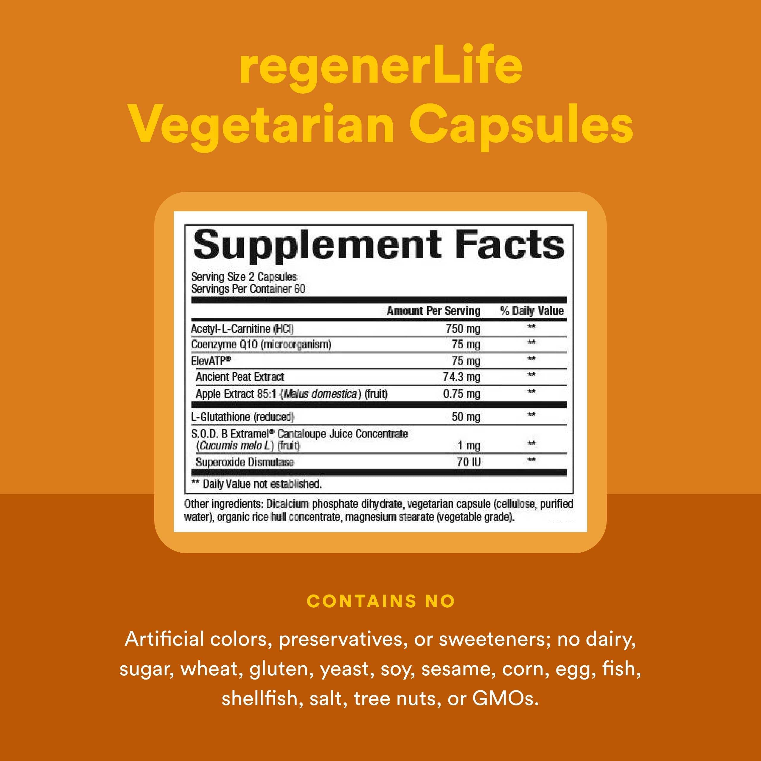 Natural Factors RegenerLife ingredients r-lipoic acid supporting mitochondria function.