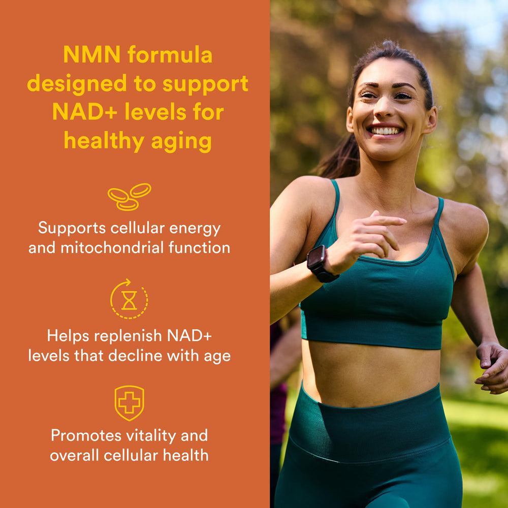 Natural Factors Regenerlife NMN NAD+ Boost capsules show vegetarian format.
