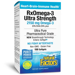 Natural Factors RxOmega-3 Ultra Strength bottle front for daily omega-3 support
