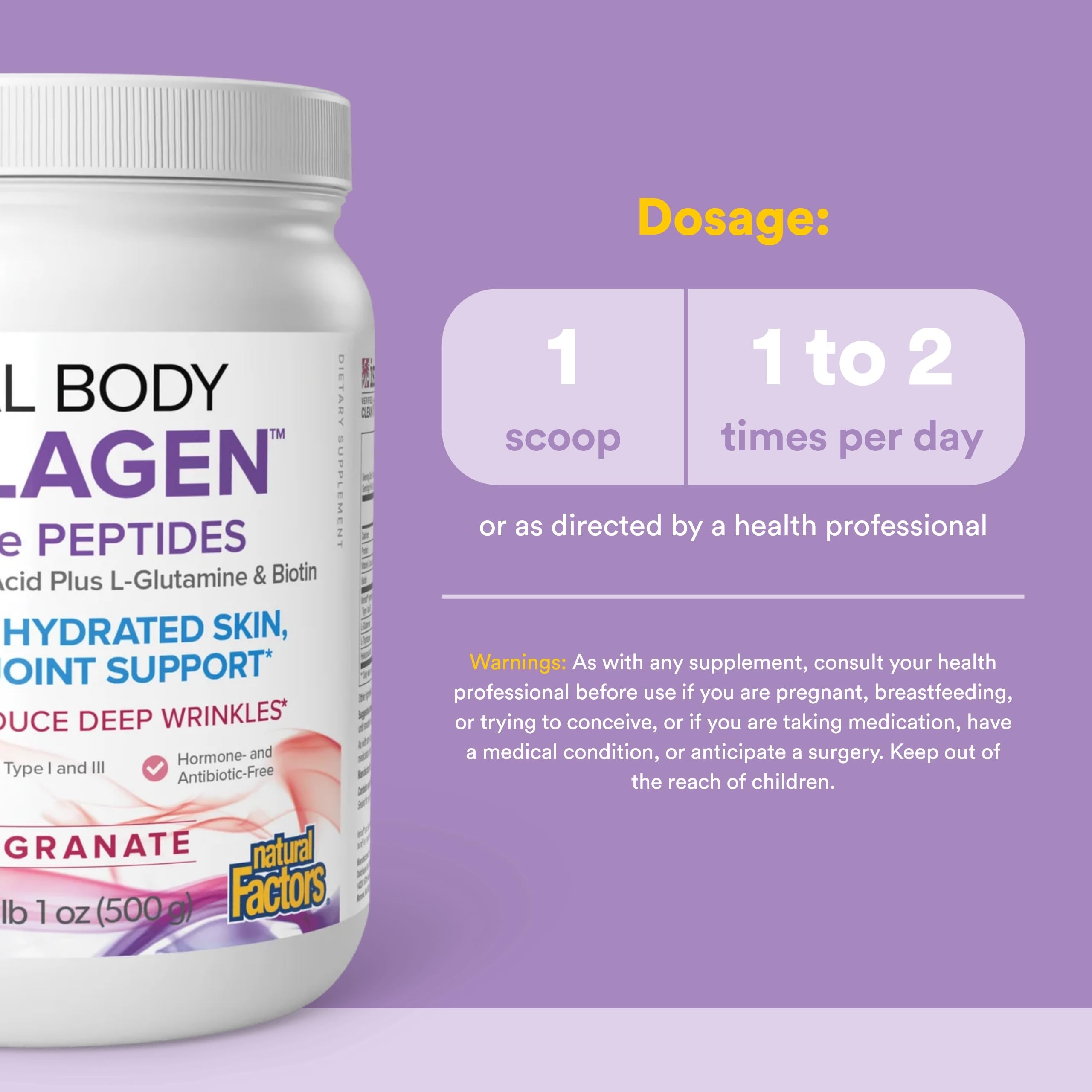 Verisol bioactive peptides close-up conveys skin, hair, nails benefits in Natural Factors formula