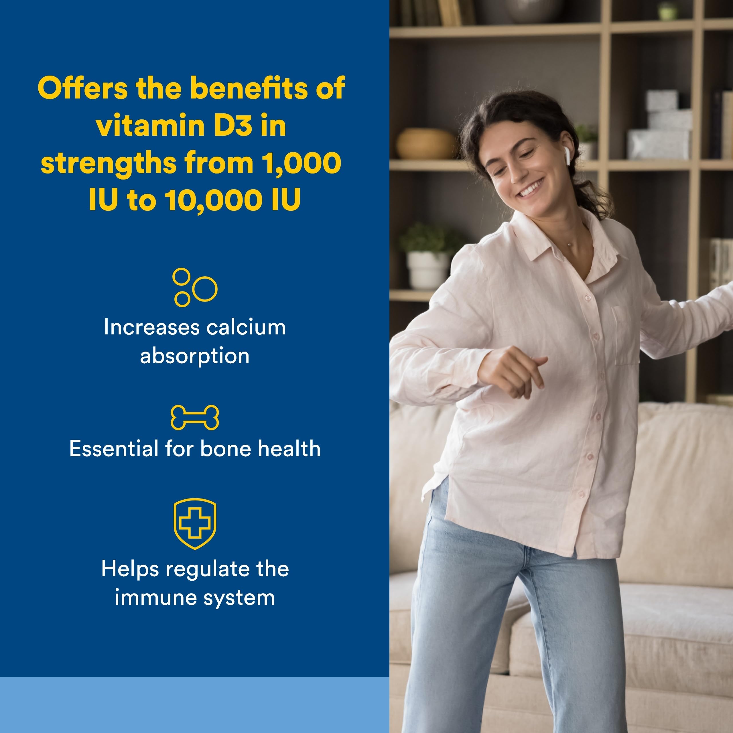 Close-up of Natural Factors D3 5000 IU softgels for daily immune support.