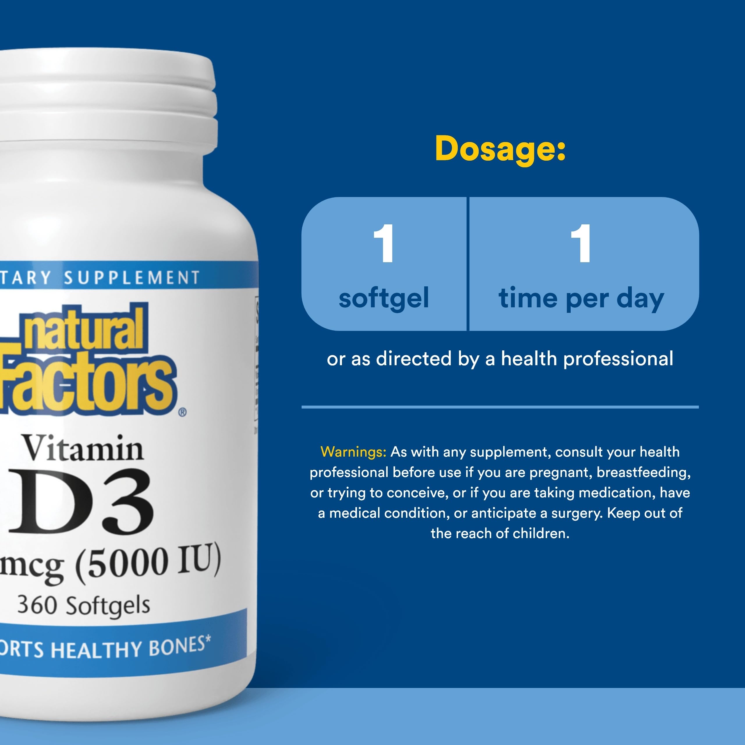 Natural Factors D3 flaxseed oil blend bottle highlighting absorption benefits.