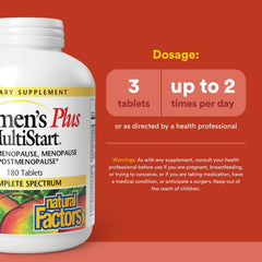 Natural Factors Women's Plus MultiStart capsules close-up, vegan and easy to take