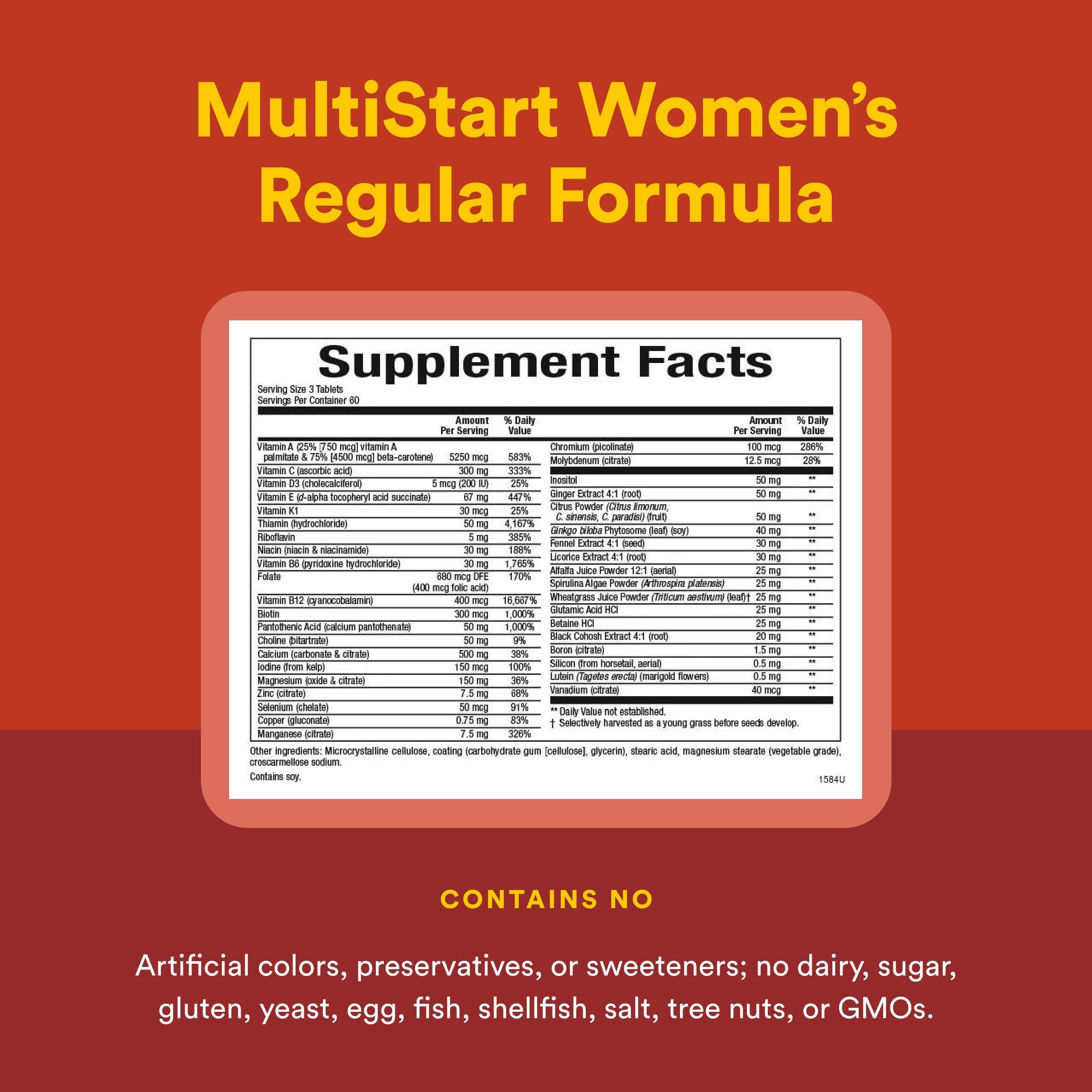 Natural Factors Women's Plus MultiStart herbal blend highlight with rhodiola and ashwagandha