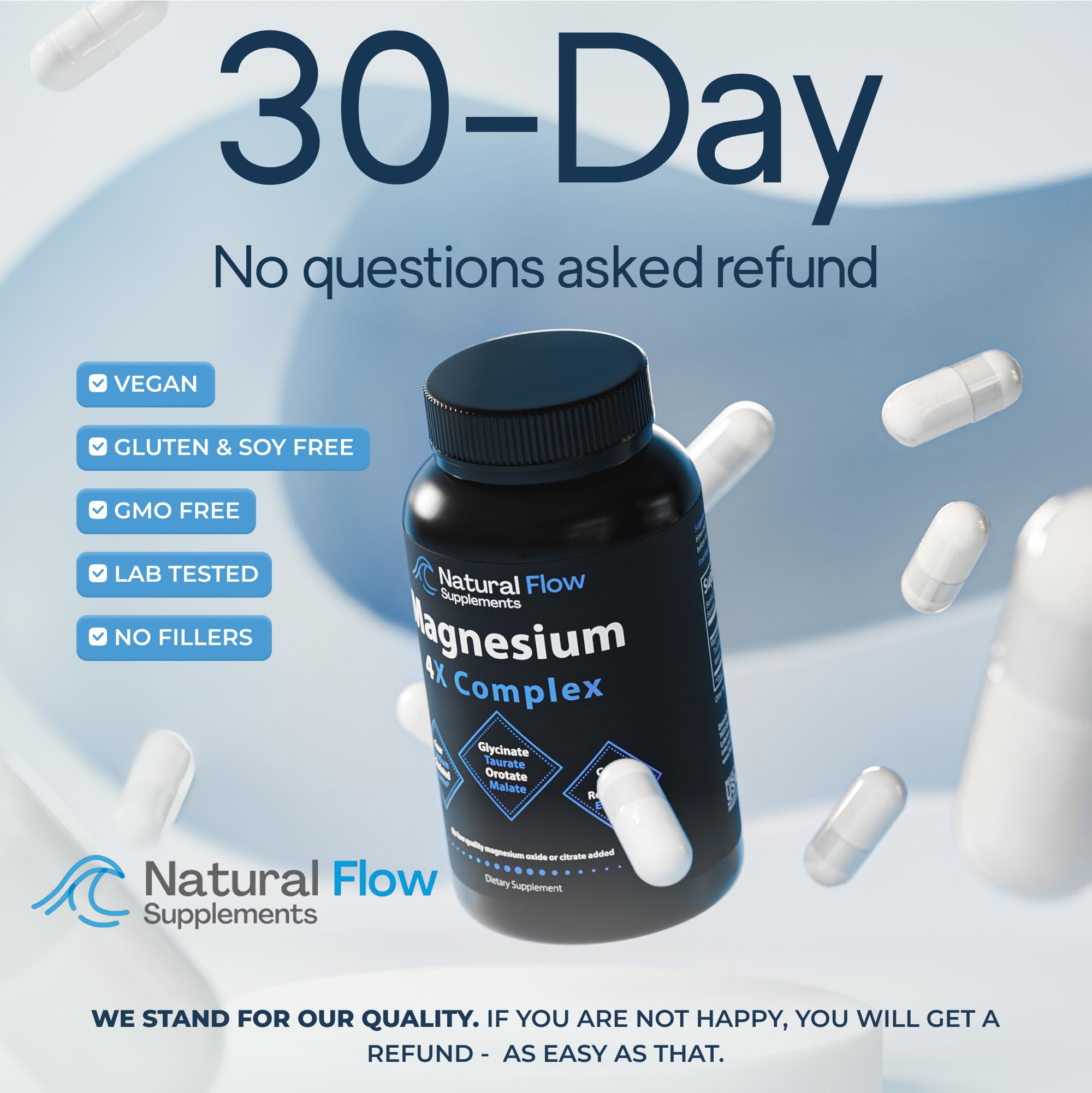 Natural Flow 4X Magnesium on nightstand setting ready for night use