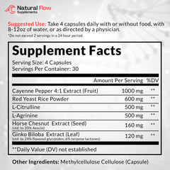 Natural Flow Blood Flow Complex capsules ready for daily circulatory wellness.